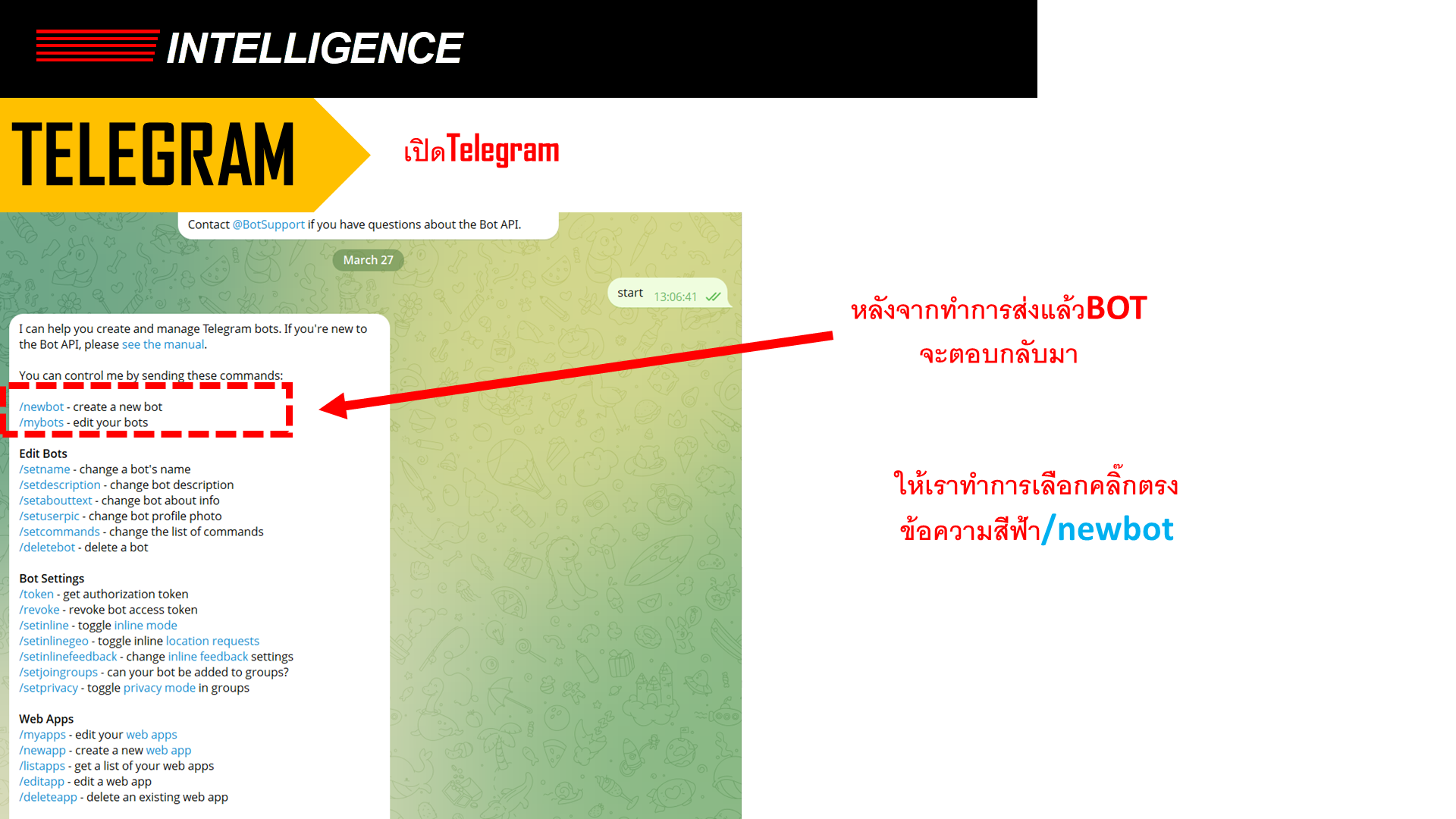 Slide 14: เลือก /newbot